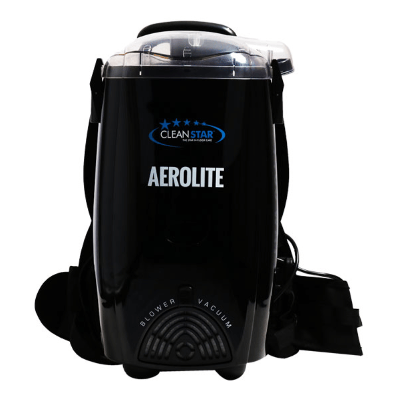 Cleanstar VBP1400 Backpack Vacuum Cleaner and Blower front view black in colour with the cleanstar logo on product