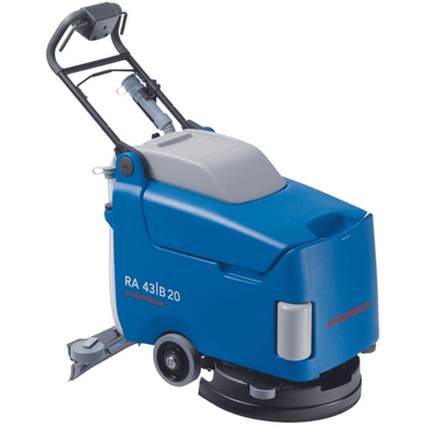 Columbus RA43B20 Kit Walk Behind Floor Scrubber side view blue and silver and black in colour