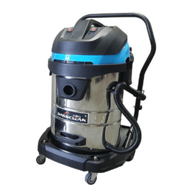 Dashclean B200 Wet & Dry Industrial Vacuum Cleaner front view image of vacuum silver blue and black in colour