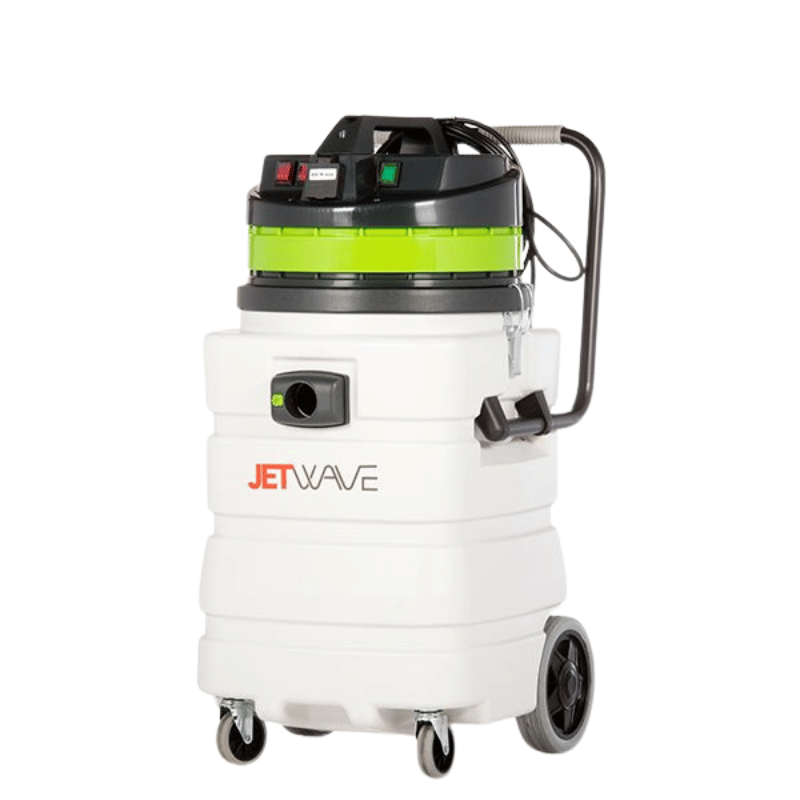 Jetwave Dakota 429 Sub and Slurry Speciality Wet Only Vacuum Cleaner front view black green and white in colour