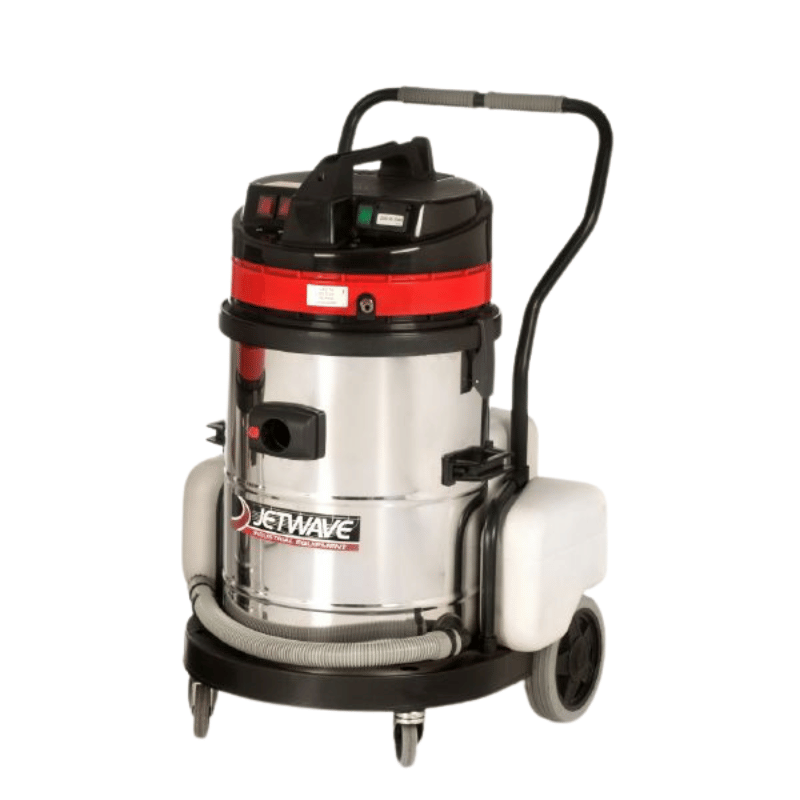 Jetwave Storm Extraction Vacuum Cleaner silver black and red in colour front view