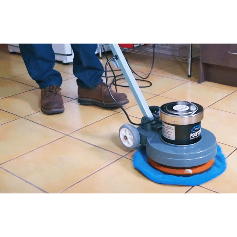 Polystar 13-inch Orbital Floor Polisher & Cleaner being used on a tiled floor