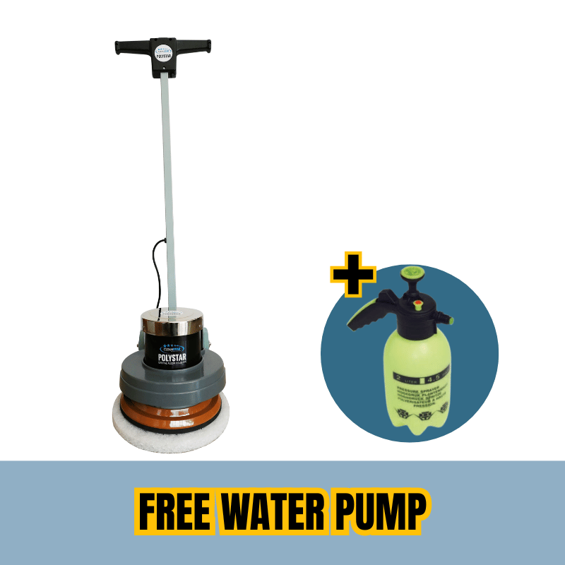 Polystar PS-001 Floor Scrubber with free water pump with every purchase on a blank white background