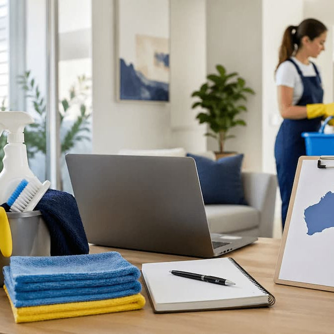 woman cleaning at the office