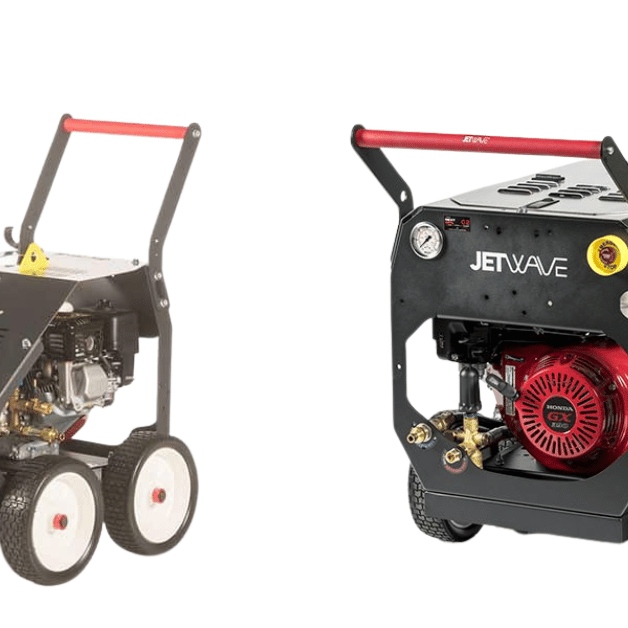 Water Pressure Cleaners - Petrol - Understanding What they Are - two jetwave petrol pressure washers side by side on a blank white background