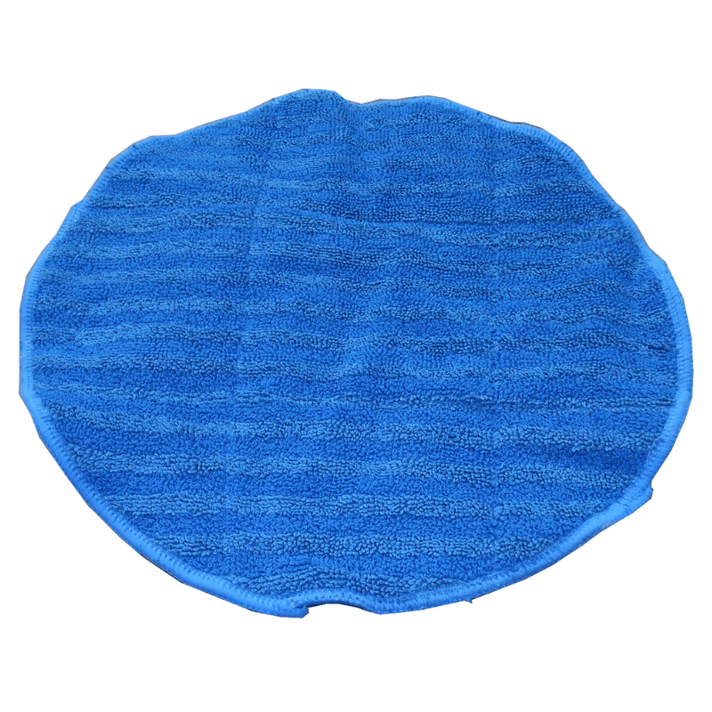 Blue microfibre polishing cloth to suit Polystar orbital polishers on a white background