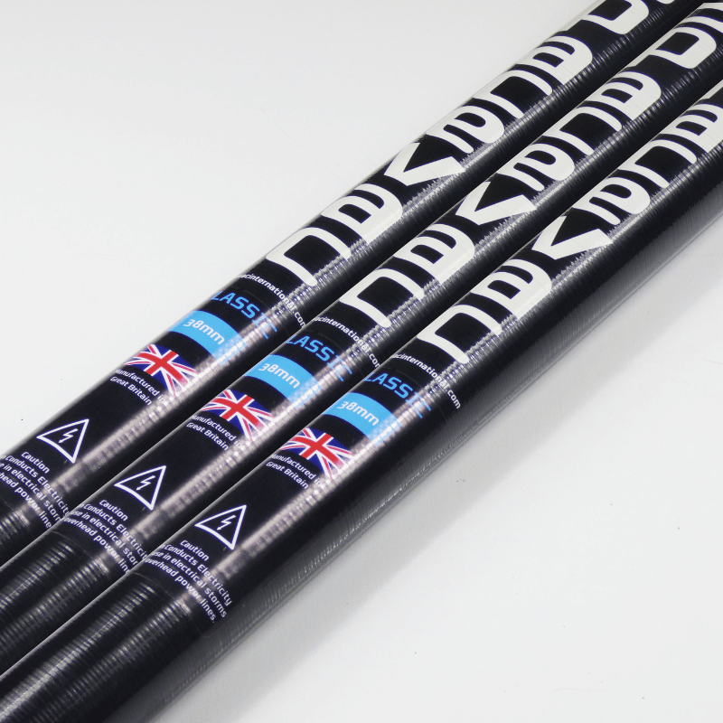 Spacevac interior pioneer high level cleaning system - three black coloured vacuum cleaner poles in a row