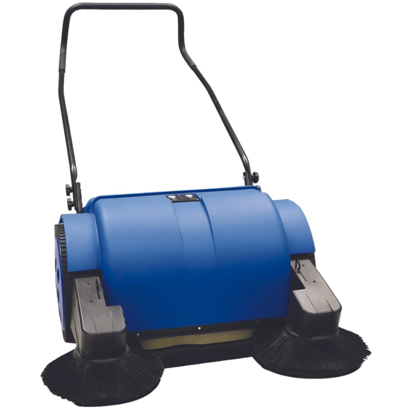 Stolzenburg Suresweep SM900 walk behind floor sweeper blue and black in colour on white background