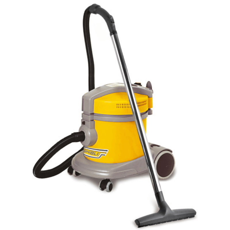 Ghibli vacuum cleaner, yellow in colour with long handle