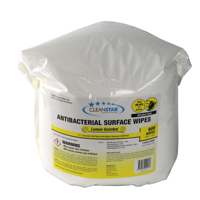 Cleanstar WIPES - Antibacterial ALCOHOL FREE Surface Wet Wipes (800 x 2-Pack) (1600 total wipes)