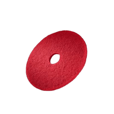 50cm red cleaning pad on plain white background. 