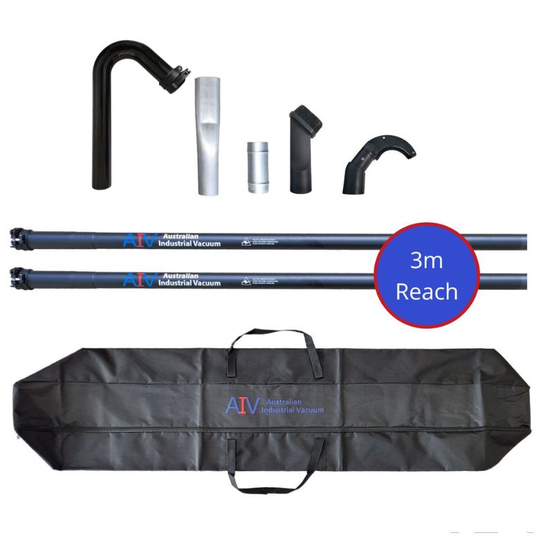 AIV 3 metre carbon fibre pole kit on blank white background. 
