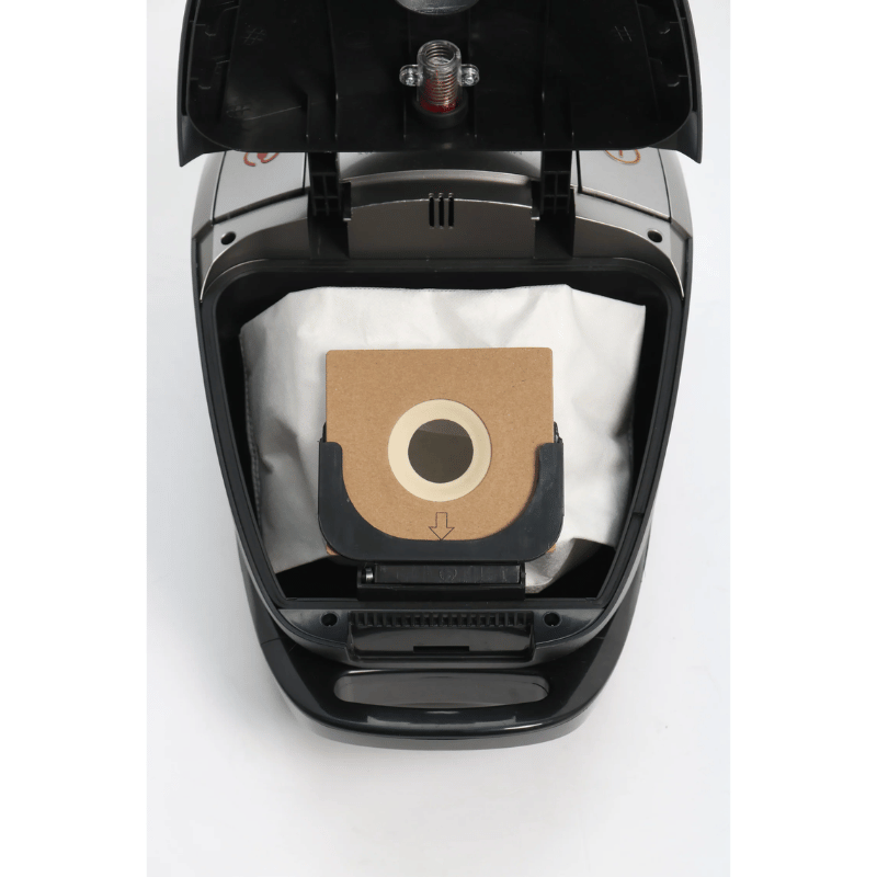 Dust bag inside a Cleanstar ALLERGY PRO 1800W Bagged Vacuum Cleaner on a white background