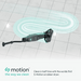 S-Motion scrubber dryer on a tiled floor with glowing path, featuring the 'motion' brand.