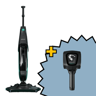 Cleanstar Dryft Floor Scrubber and battery  next to each other as a bundle.