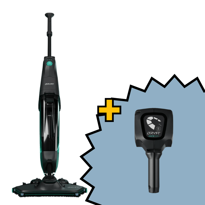 Cleanstar Dryft Floor Scrubber and battery  next to each other as a bundle.