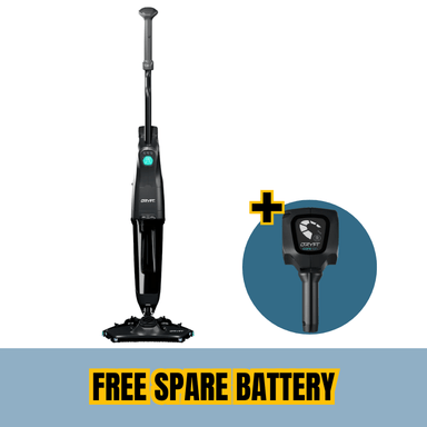 Cleanstar Dryft Floor Scrubber with  a free battery option on a blank white background 