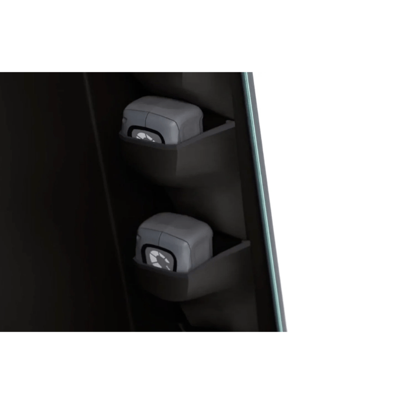 Cleanstar Dryft transport case pouches containing two spare cleanstar dryft batteries on a white background. 