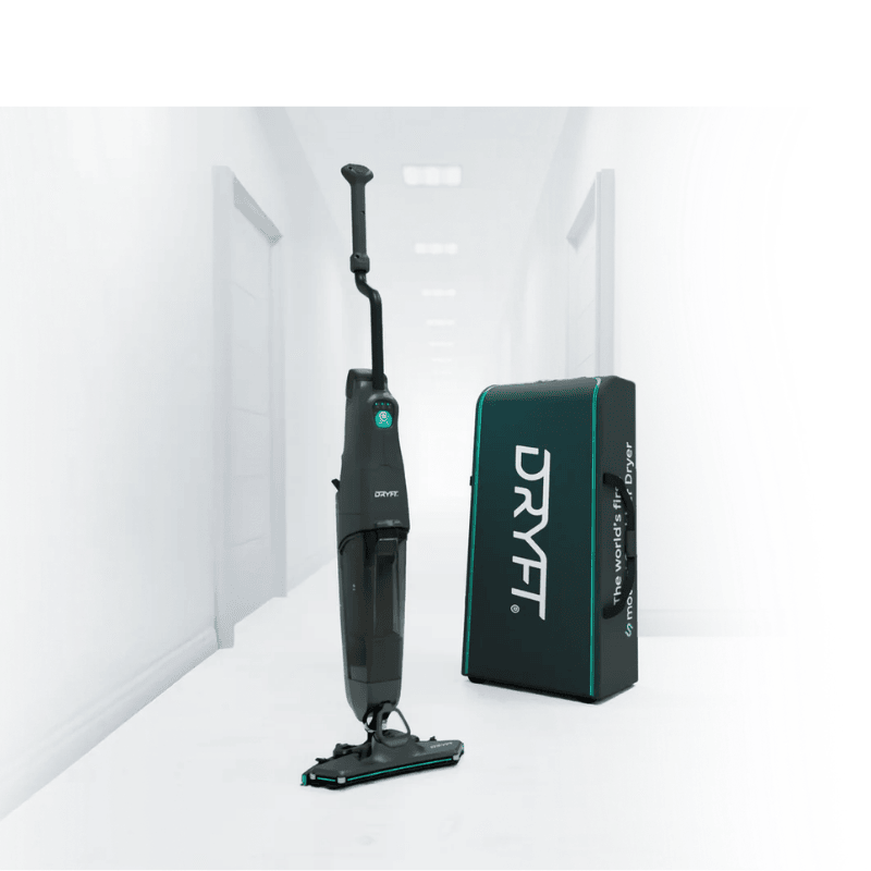 Cleanstar Dryft Floor Scrubber  with black dryft transport case within white coloured setting.