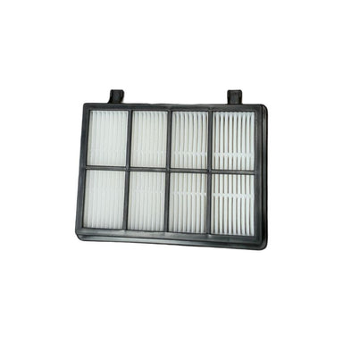 Cleanstar rectangular HEPA filter with white pleated filter media, black plastic frame and horizontal support bars