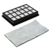 Two air filters, one rectangular and one square with a black border, on a white background.