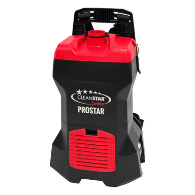 Cleanstar Prostar Cordless Backpack Vacuum Cleaner front view image - red and black in colour 