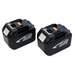 Two black battery packs with '18V' and '6.0Ah' labels on a white background