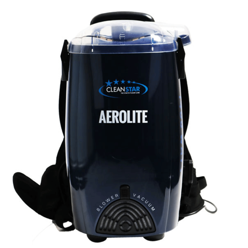 Cleanstar VBP1400 Backpack Vacuum Cleaner and Blower front view blue in colour with the cleanstar logo on product