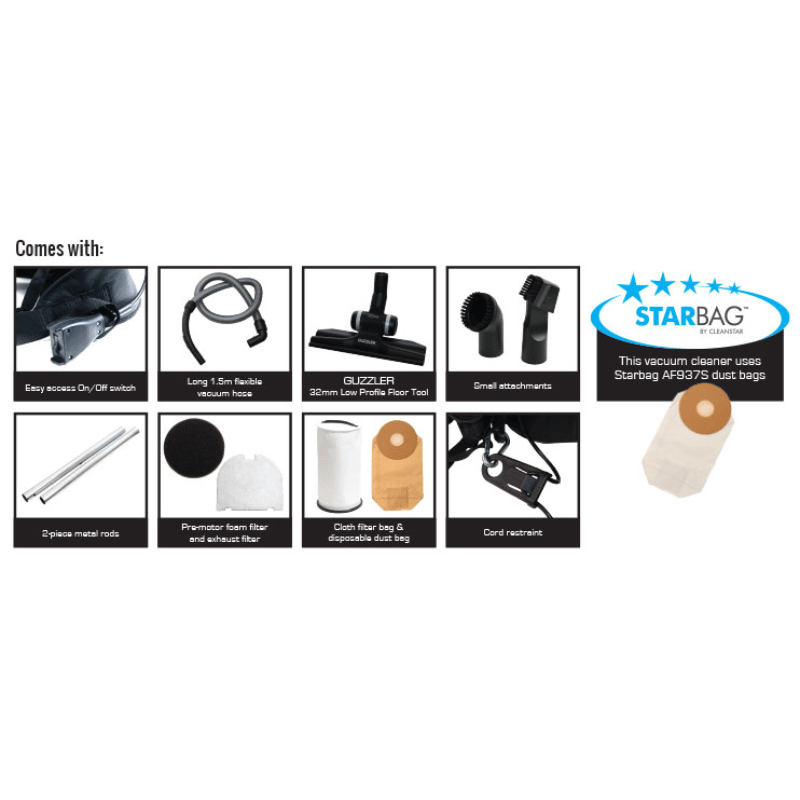Cleanstar VBP5000 1200 Watt Backpack Vacuum Cleaner accessories
