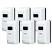 6 x Cleanstar Wall Mounted Touchless Hand Sanitiser and Soap Dispenser on a blank white background.