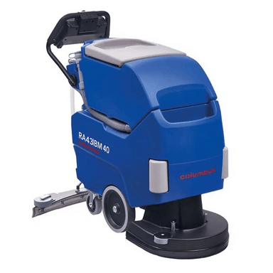 Columbus Traction RA43BM40 Kit Walk Behind Floor Scrubber front view blue in colour 