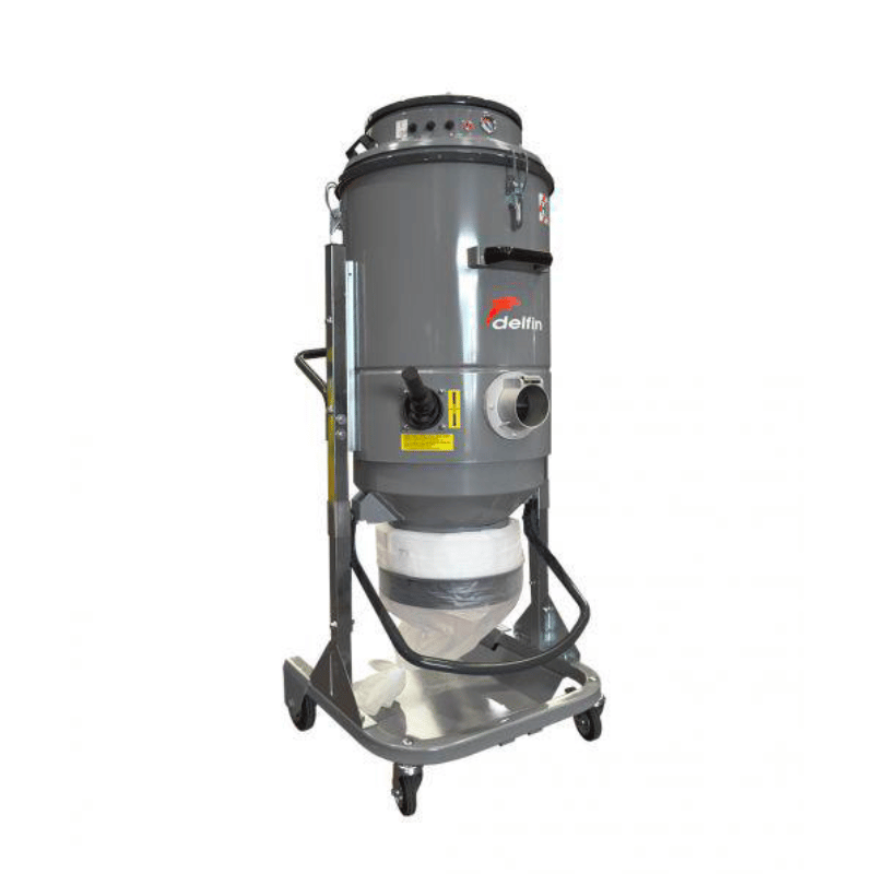 Delfin DM3 EL LP Industrial Single Phase Vacuum Cleaner front angle view - grey in colour 
