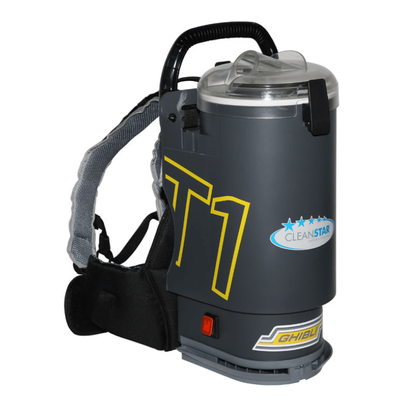 Ghibli T1 Backpack Vacuum Cleaner grey body with clear lid 