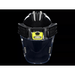 JSP Powercap Infinity HEPA Full Face Respirator front view black in colour with yellow head torch attached on black background