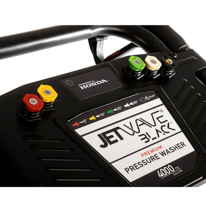 Honda JetWave Black pressure washer with control panel and branding.