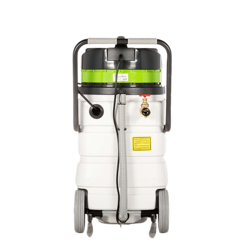 Jetwave Dakota 429 Sub and Slurry Speciality Wet Only Vacuum Cleaner rear view black green and white in colour