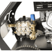 Close-up of a high-pressure washer pump with 'JET WAVE' branding on a white background.