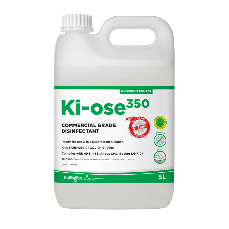 Ki-ose 350 commercial grade disinfectant container on a white background
