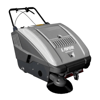 Lavorwash SWL900ET Walk Behind Floor Sweeper grey in colour with Lavor branding on a blank white background