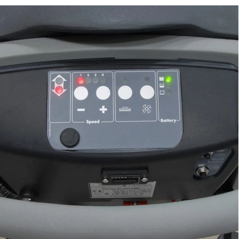 Lavorwash floor scrubber control panel with speed and battery indicators