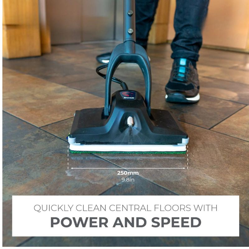 Motorscrubber Shock Floor Scrubber image of the product on the floor.