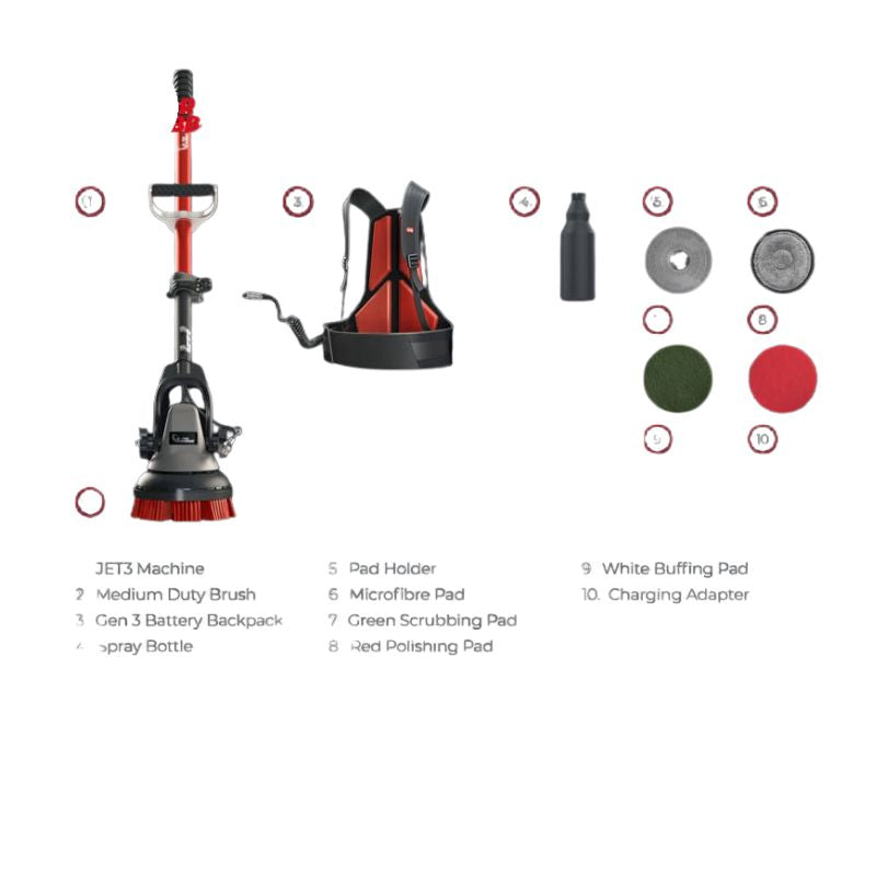 Motorscubber Floor Scrubber with Jet Main image Parts details according to numbers.