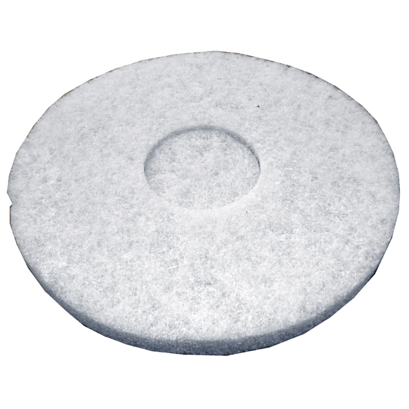 Round white Polystar 13-inch Polisher Pad to suit PS-001 on a white background
