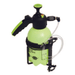 Green pressure sprayer with black pump on a white background