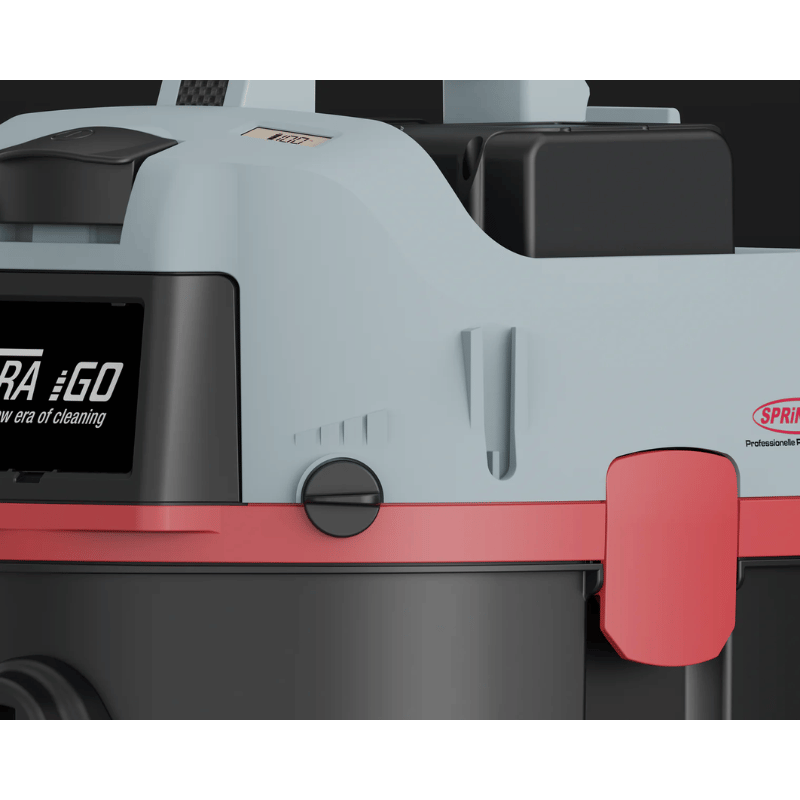 Close-up of SPRiNTUS ERA iGO Cordless Canister Vacuum Cleaner with visible branding and features.