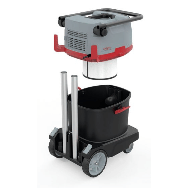 SPRiNTUS Craftix 35M M Class Commercial Vacuum Cleaner with black bucket and red accents on a white background