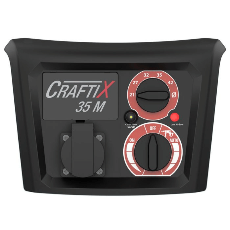 SPRiNTUS Craftix 35M M Class Commercial Vacuum Cleaner control panel with digital display and knobs on a white background