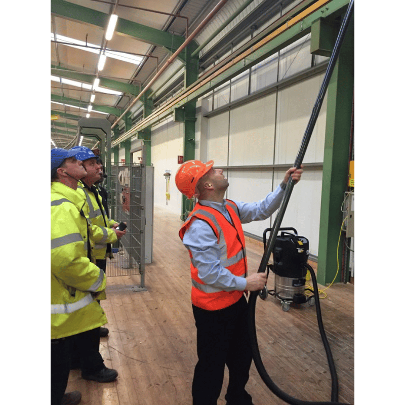 Spacevac ATEX Pro Vacuum Cleaner Kit SVA38/EX-PRO man using spacevac to clean warehouse