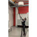 SpaceVac Interior Lite Vacuum Cleaner Kit SV38/LITE - person cleaning on top of duct in internal warehouse setting with spacevac kit.
