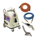 SteamVac Max 220 Steam Cleaner With Sizzler Inline Heater with attachments beside machine on a blank white background. 